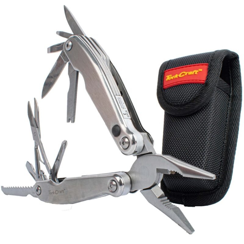 TORK CRAFT MULTI TOOL W/LED LIGHT + POUCH